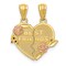 14K Gold Two Tone Best Friends Break Apart Heart Pendant Charm 19mm x 16mm